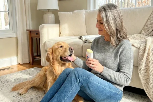 Happy dog with clean teeth